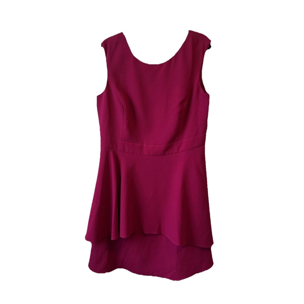 Eliza J Ruffle Drape Crepe Fit & Flare Pink Magenta‎ Dress Women's 14W Cocktail
